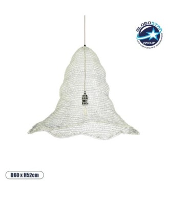 GLOBOSTAR® KENTUCKY 01892 Vintage Κρεμαστό Φωτιστικό Οροφής με Ντουί 1 x E27 AC 220-240V IP20 - Λευκό - Μ60 x Π60 x Υ52cm